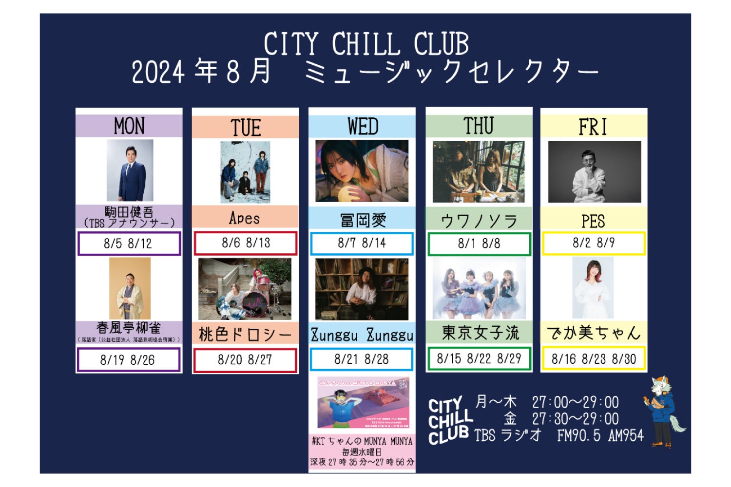 CITY CHILL CLUB』8月のミュージックセレクターが決定！ | TBSラジオ